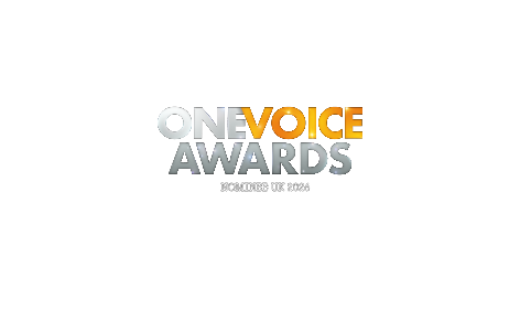 One Voice UK 2026 International Category nominee logo recognizing Dalal Sabra for a bilingual children’s audiobook produced through Warm Hug Productions